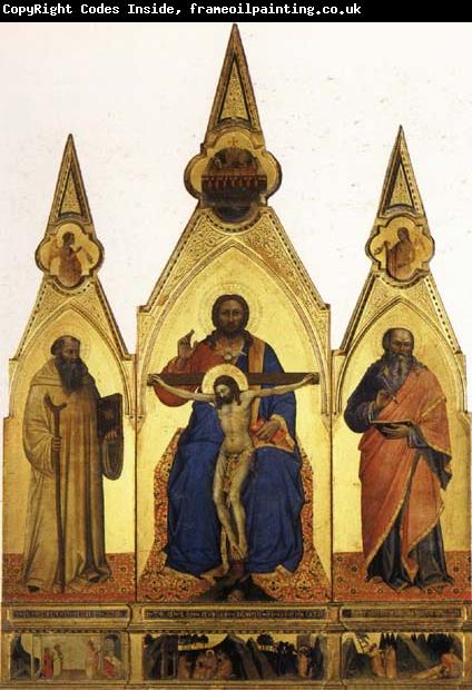 Nardo di Cione The Trinity and SS.Romuald and john the Evangelist Three Stories from the Life ofSt.Romuald